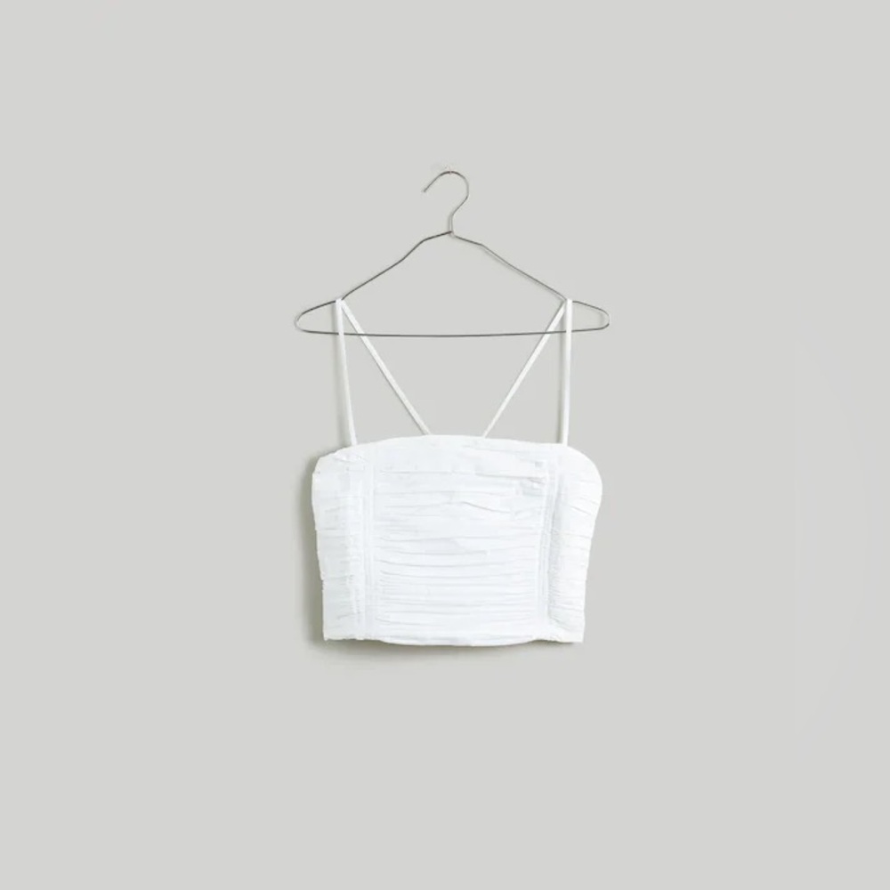 Madewell Poplin Crop Tube Top White SZ 00 NWT - Picture 2 of 4